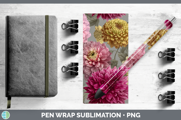 Dahlia Pen Wrap Flowers 01 Pretty Sublimation Pen Designs