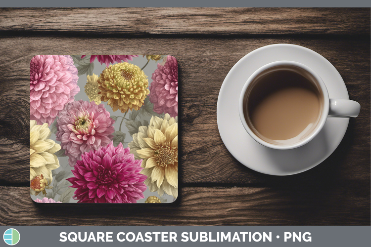 Dahlia Square Coaster Flowers 01 Pretty Sublimation Coaster
