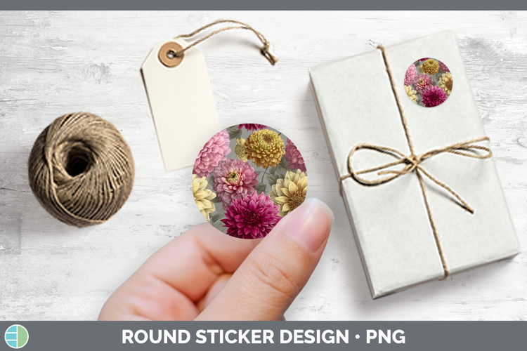 Flowers 01 Pretty Dahlia Stickers | Round Labels Designs