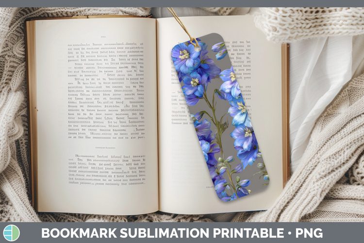 Delphinium Bookmark Flowers 01 Pretty Sublimation Printable