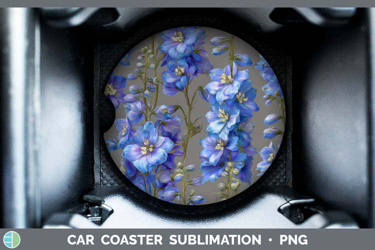 Delphinium Car Coaster Flowers 01 Pretty Sublimation Design