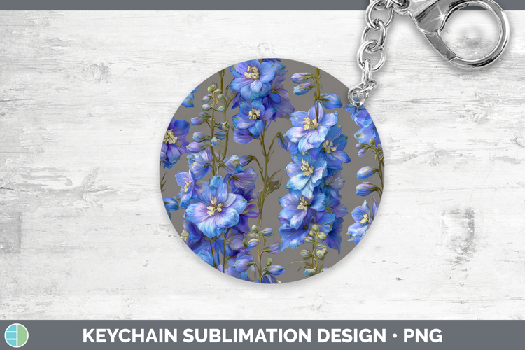 Delphinium Keychain Flowers 01 Pretty Sublimation Keyring De