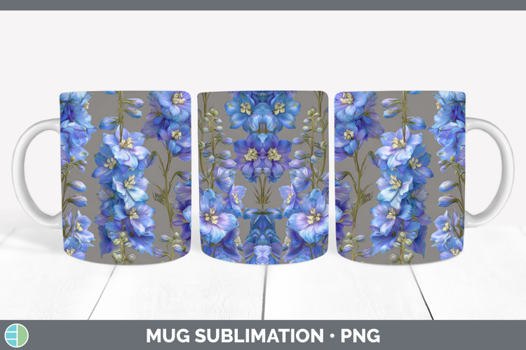 Delphinium Mug Wrap Flowers 01 Pretty Sublimation Coffee Cup
