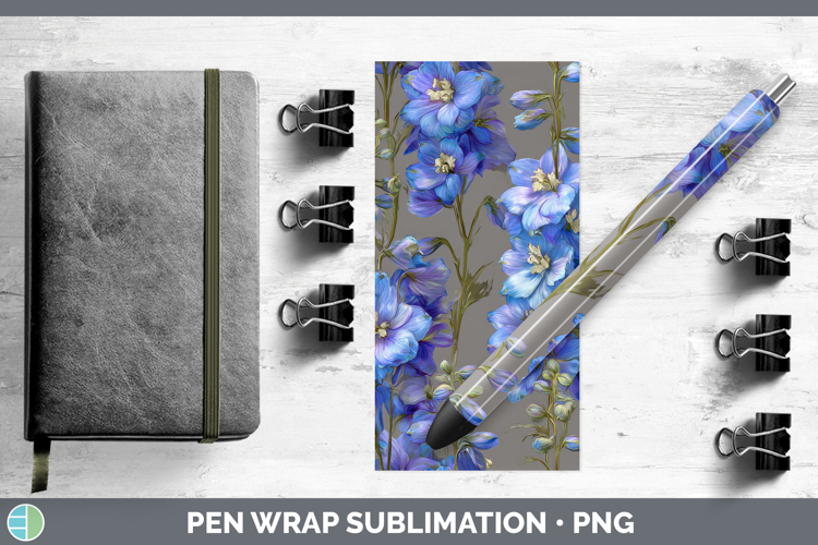 Delphinium Pen Wrap Flowers 01 Pretty Sublimation Pen Design
