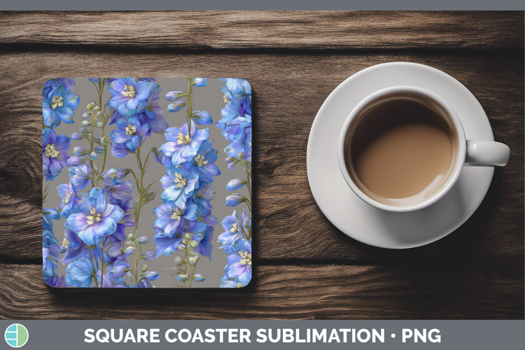Delphinium Square Coaster Flowers 01 Pretty Sublimation Coas