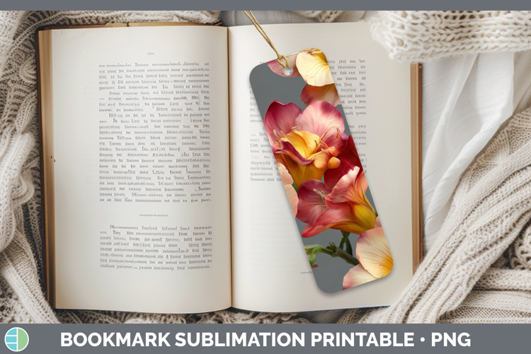 Freesia Bookmark Flowers 01 Pretty Sublimation Printable Des