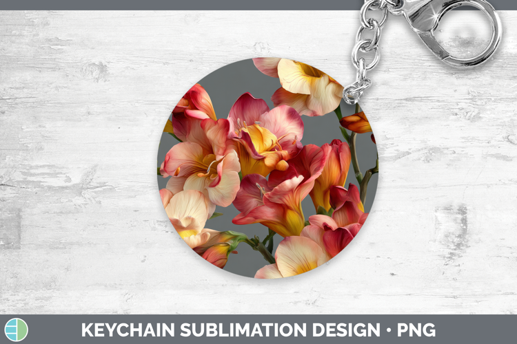 Freesia Keychain Flowers 01 Pretty Sublimation Keyring Desig