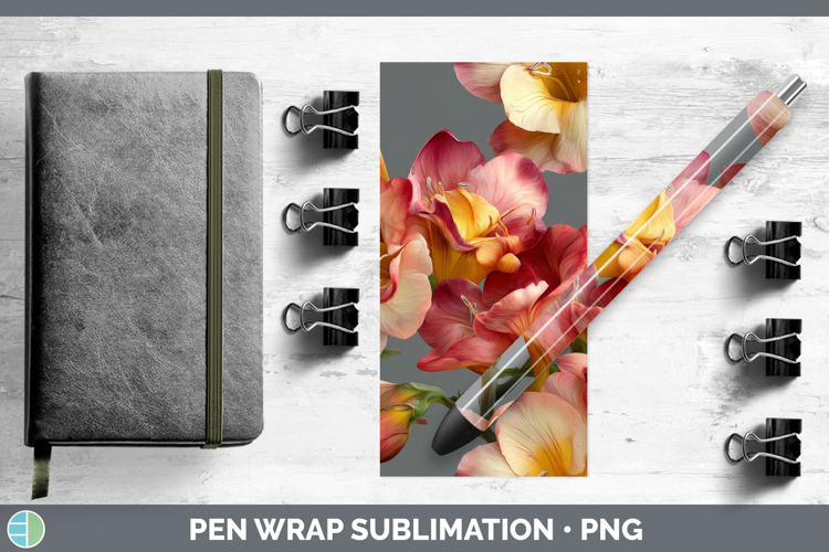Freesia Pen Wrap Flowers 01 Pretty Sublimation Pen Designs