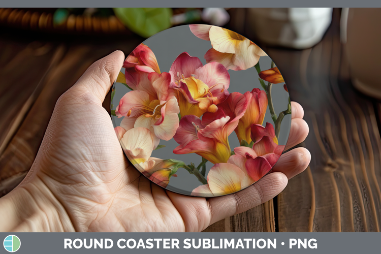 Freesia Round Coaster Flowers 01 Pretty Sublimation Coaster
