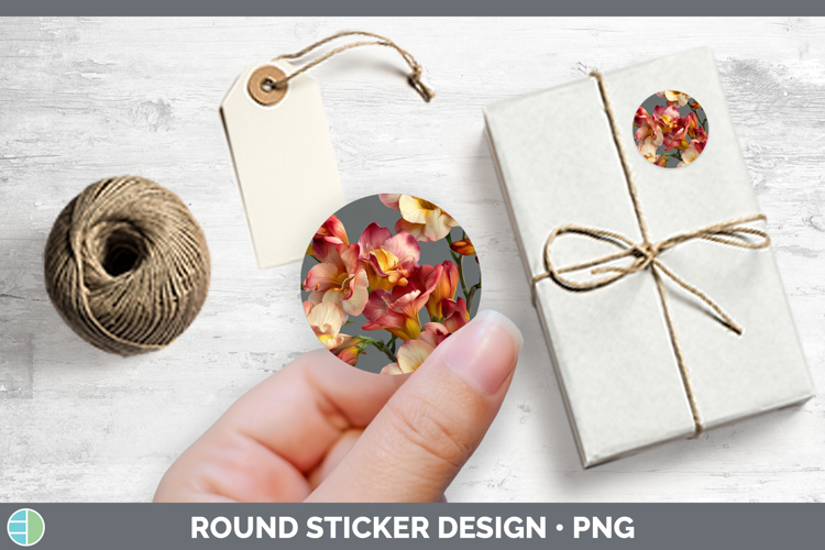 Flowers 01 Pretty Freesia Stickers | Round Labels Designs