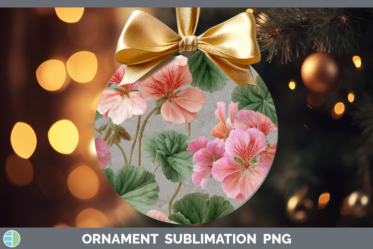 Geranium Ornament Flowers 01 Pretty Sublimation Bauble Desig