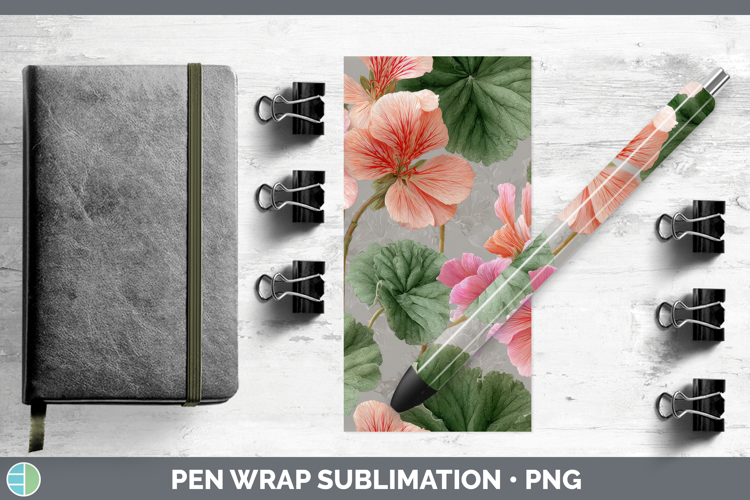 Geranium Pen Wrap Flowers 01 Pretty Sublimation Pen Designs