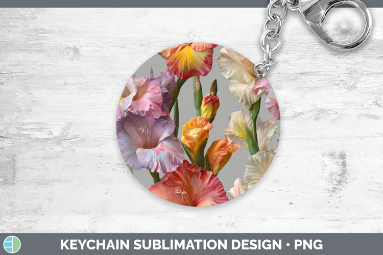 Gladiolus Keychain Flowers 01 Pretty Sublimation Keyring Des