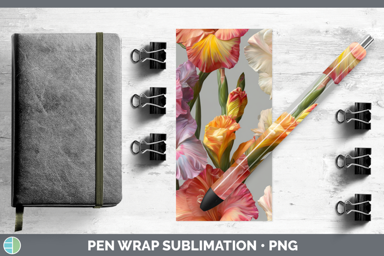 Gladiolus Pen Wrap Flowers 01 Pretty Sublimation Pen Designs