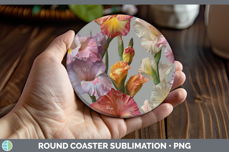 Gladiolus Round Coaster Flowers 01 Pretty Sublimation Coaste