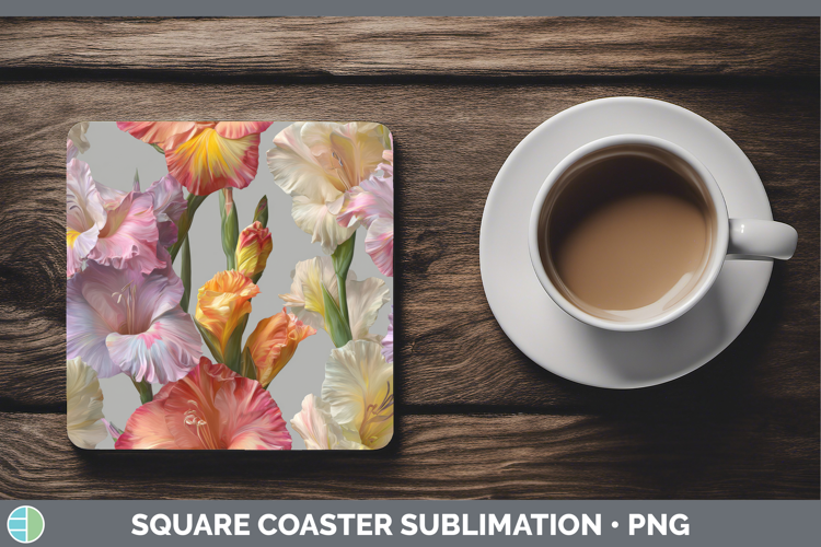 Gladiolus Square Coaster Flowers 01 Pretty Sublimation Coast