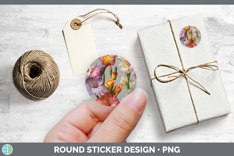 Flowers 01 Pretty Gladiolus Stickers | Round Labels Designs