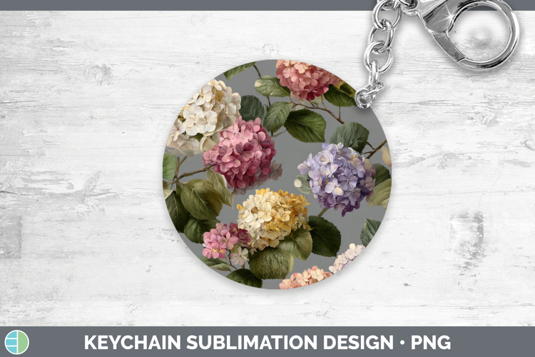 Hydrangea Keychain Flowers 01 Pretty Sublimation Keyring Des