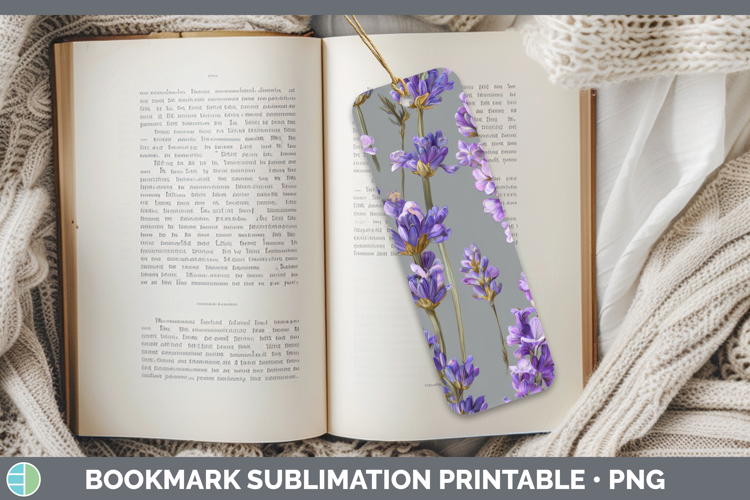 Lavender Bookmark Flowers 01 Pretty Sublimation Printable De