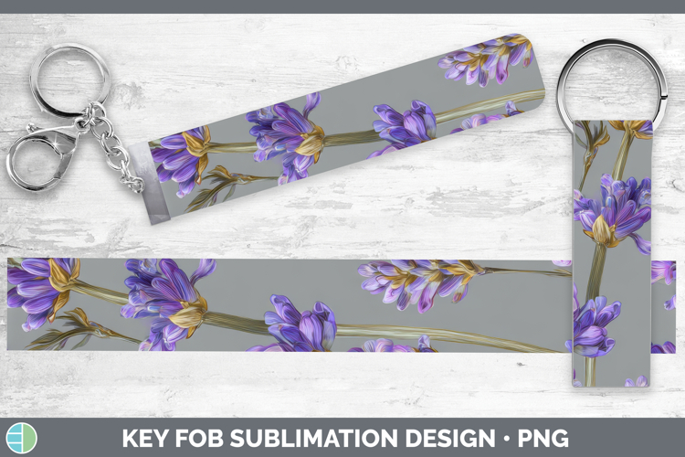 Lavender Key Fob Flowers 01 Pretty Sublimation Wristlet Desi