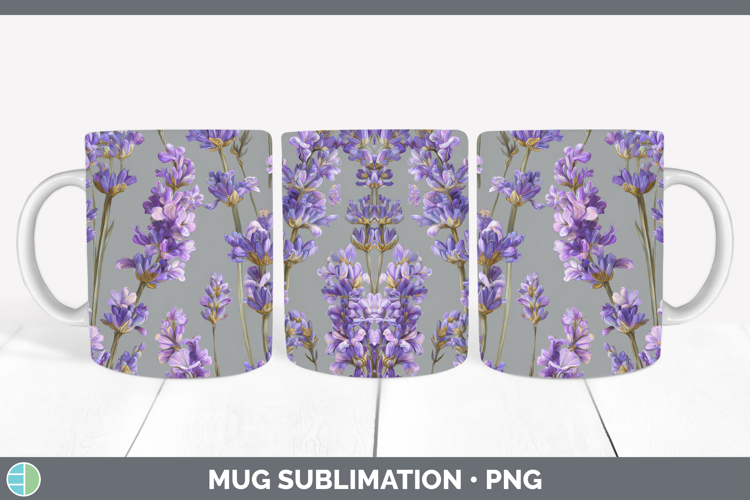 Lavender Mug Wrap Flowers 01 Pretty Sublimation Coffee Cup D