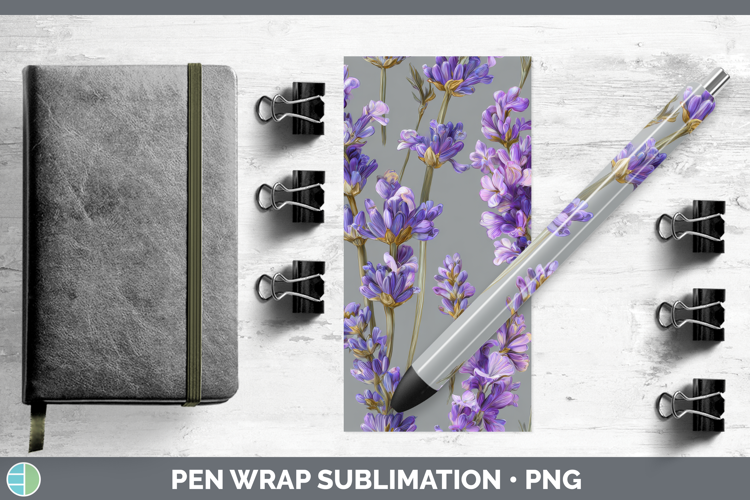 Lavender Pen Wrap Flowers 01 Pretty Sublimation Pen Designs