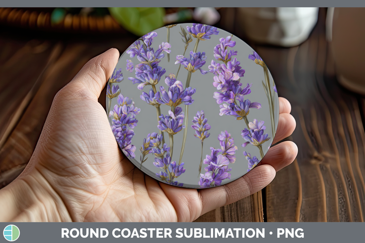 Lavender Round Coaster Flowers 01 Pretty Sublimation Coaster
