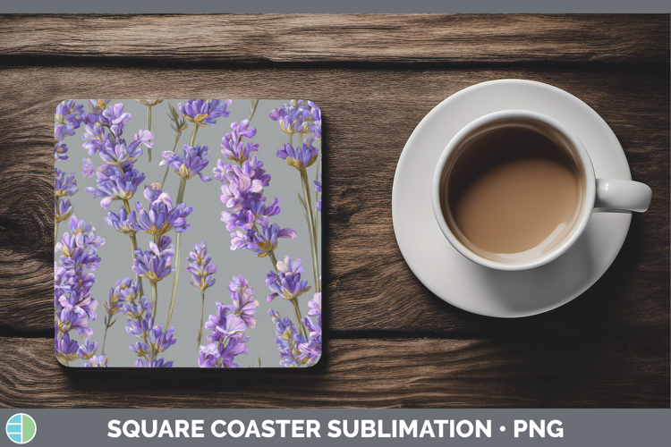 Lavender Square Coaster Flowers 01 Pretty Sublimation Coaste