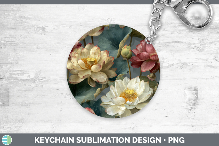 Lotus Keychain Flowers 01 Pretty Sublimation Keyring Designs