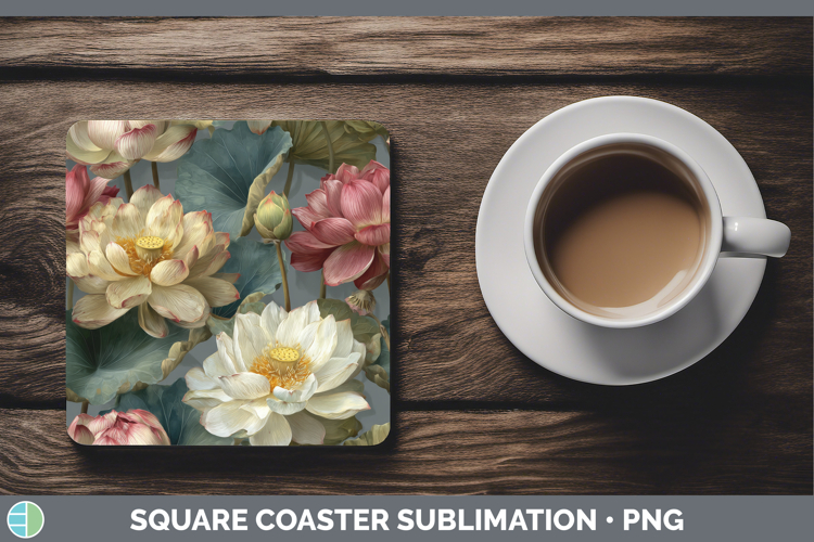 Lotus Square Coaster Flowers 01 Pretty Sublimation Coaster D