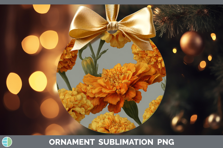 Marigold Ornament Flowers 01 Pretty Sublimation Bauble Desig