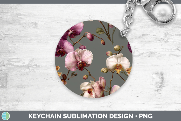 Orchid Keychain Flowers 01 Pretty Sublimation Keyring Design