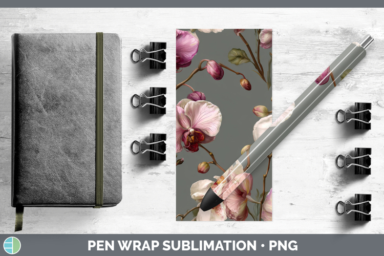 Orchid Pen Wrap Flowers 01 Pretty Sublimation Pen Designs