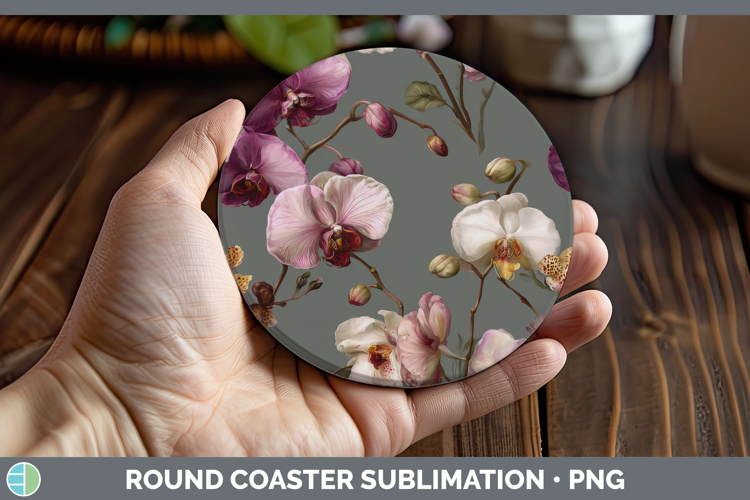Orchid Round Coaster Flowers 01 Pretty Sublimation Coaster D