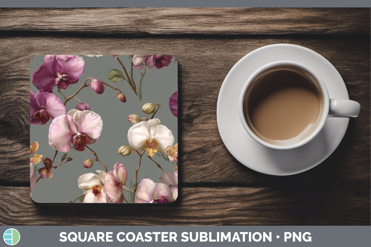 Orchid Square Coaster Flowers 01 Pretty Sublimation Coaster
