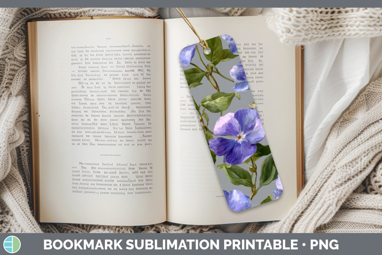 Periwinkle Bookmark Flowers 01 Pretty Sublimation Printable