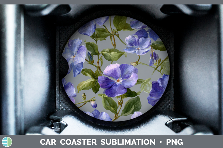 Periwinkle Car Coaster Flowers 01 Pretty Sublimation Design
