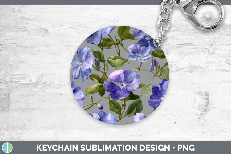 Periwinkle Keychain Flowers 01 Pretty Sublimation Keyring De