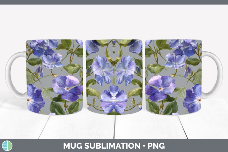 Periwinkle Mug Wrap Flowers 01 Pretty Sublimation Coffee Cup