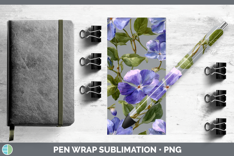 Periwinkle Pen Wrap Flowers 01 Pretty Sublimation Pen Design