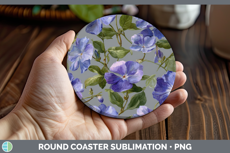 Periwinkle Round Coaster Flowers 01 Pretty Sublimation Coast