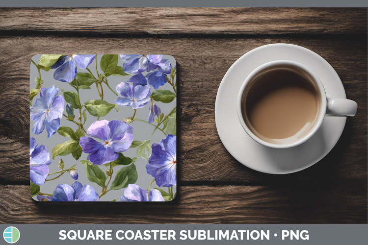 Periwinkle Square Coaster Flowers 01 Pretty Sublimation Coas