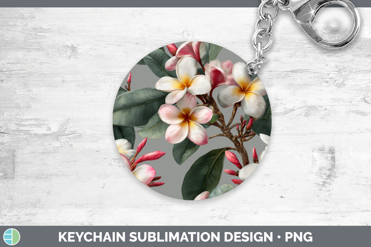 Plumeria Keychain Flowers 01 Pretty Sublimation Keyring Desi