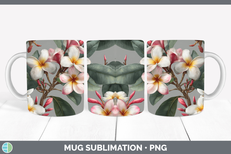 Plumeria Mug Wrap Flowers 01 Pretty Sublimation Coffee Cup D