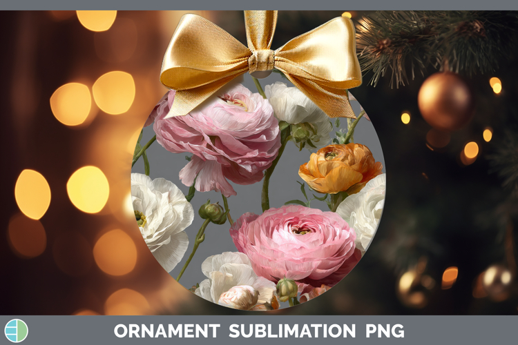 Ranunculus Ornament Flowers 01 Pretty Sublimation Bauble Des