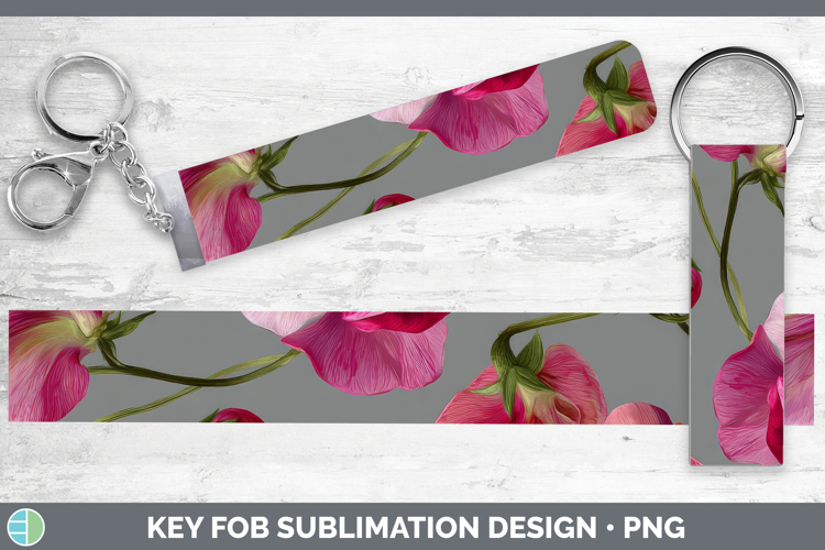 Sweet Pea Key Fob Flowers 01 Pretty Sublimation Wristlet Des