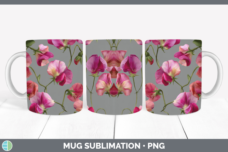 Sweet Pea Mug Wrap Flowers 01 Pretty Sublimation Coffee Cup