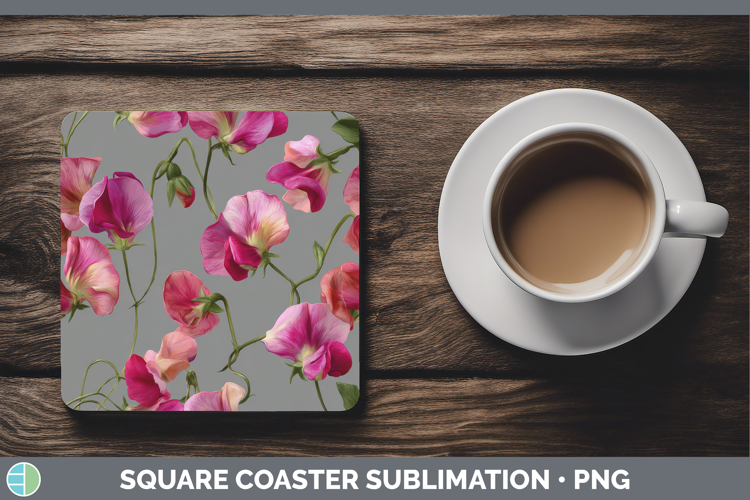 Sweet Pea Square Coaster Flowers 01 Pretty Sublimation Coast