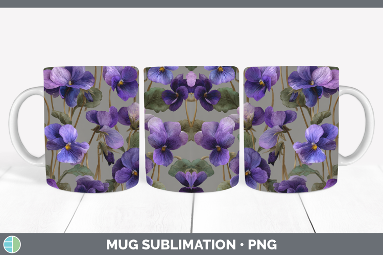 Violet Mug Wrap Flowers 01 Pretty Sublimation Coffee Cup Des