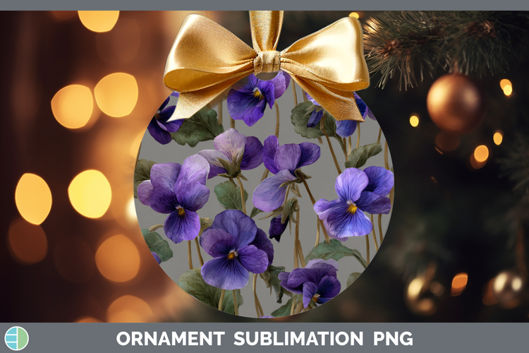 Violet Ornament Flowers 01 Pretty Sublimation Bauble Designs